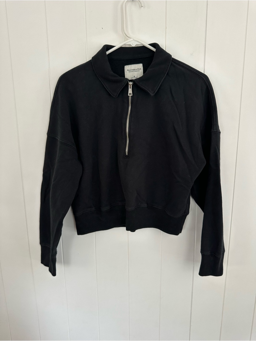 Abercrombie & Fitch Women’s Soft AF Black Half-Zip Pullover Sweatshirt